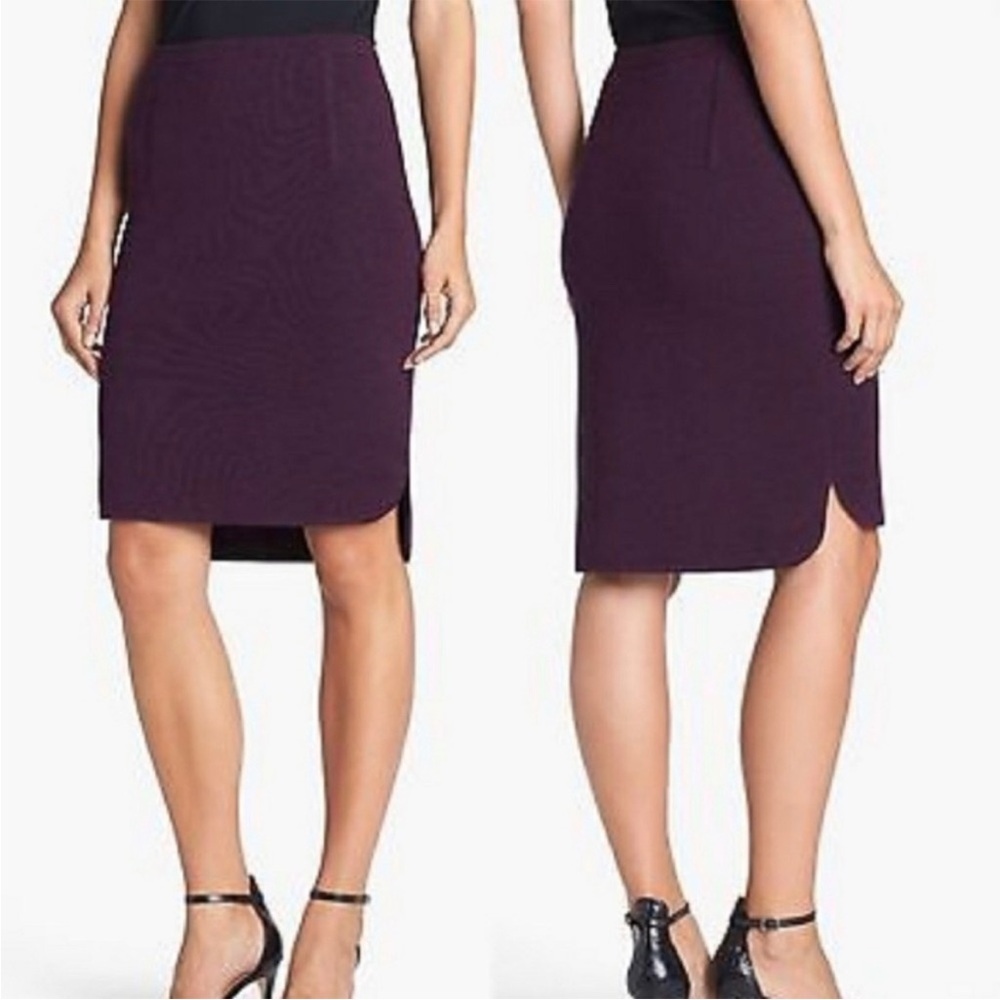 Eileen Fisher Merino‎ Wool Shirttail Skirt in Eggplant purple Size Medium
